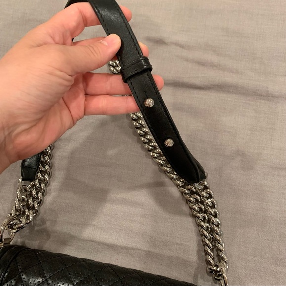 Chanel Boy Bag Old Medium Black Perforated Lambskin Leather Chrome Hardware - Picture 3 of 16